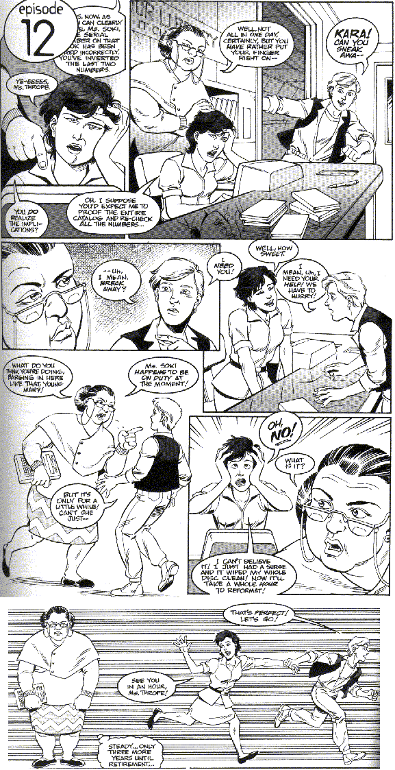 page excerpt from grease monkey featuring snarky librarian