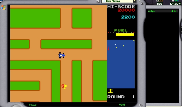screencap of rallyx arcade game